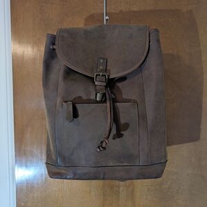 Black Rivet Brown Distressed Faux Leather Backpack Purse Bag Unisex